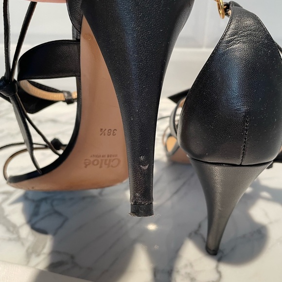 Chloe Mike Leather Bow Heels - 38.5 - Picture 9 of 9